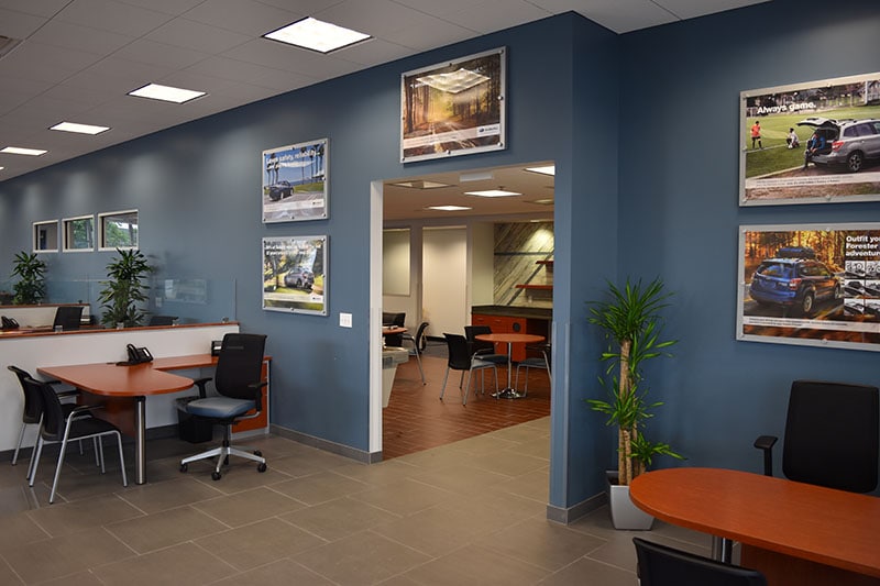 Inside Ganley Subaru East showroom