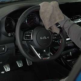 interior detailing - wiping steering wheel interior detailing - wiping steering wheel