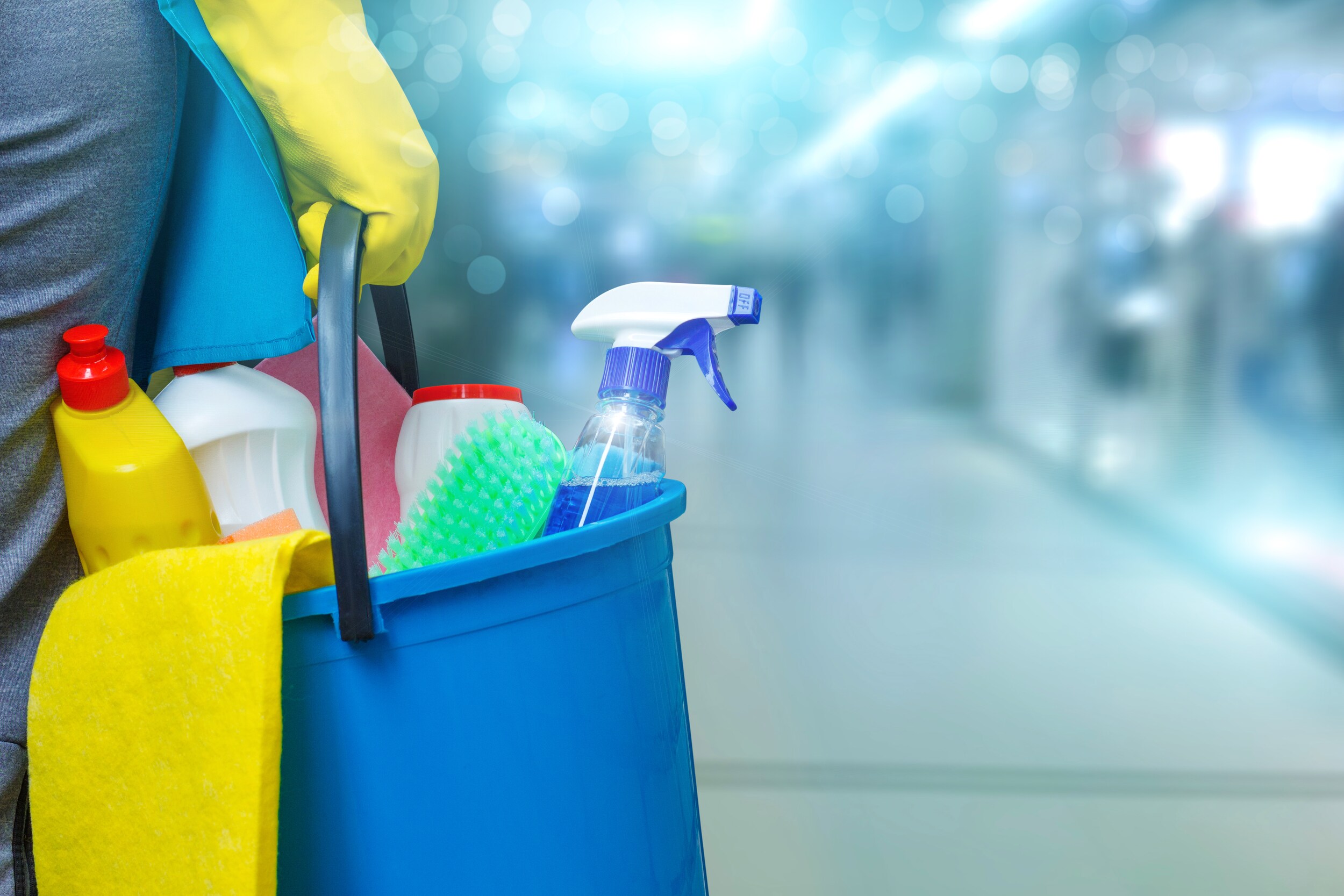Cleaning lady with a bucket