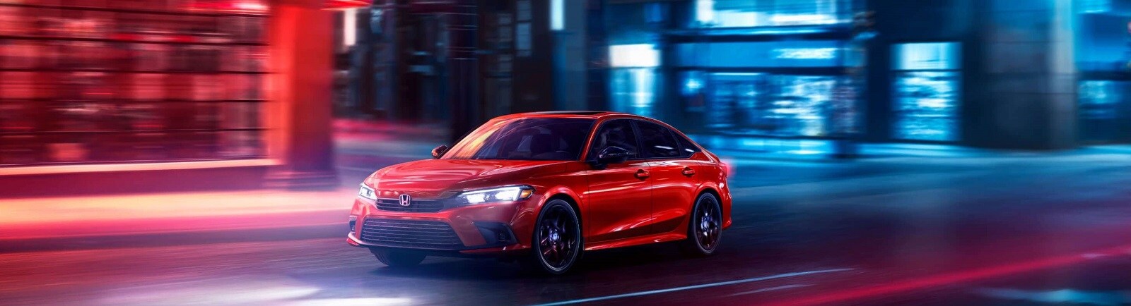 2022 Honda Civic Red Driving Through City 2022 Honda Civic Red Driving Through City