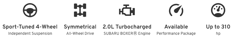 2019 Subaru WRX feature icons