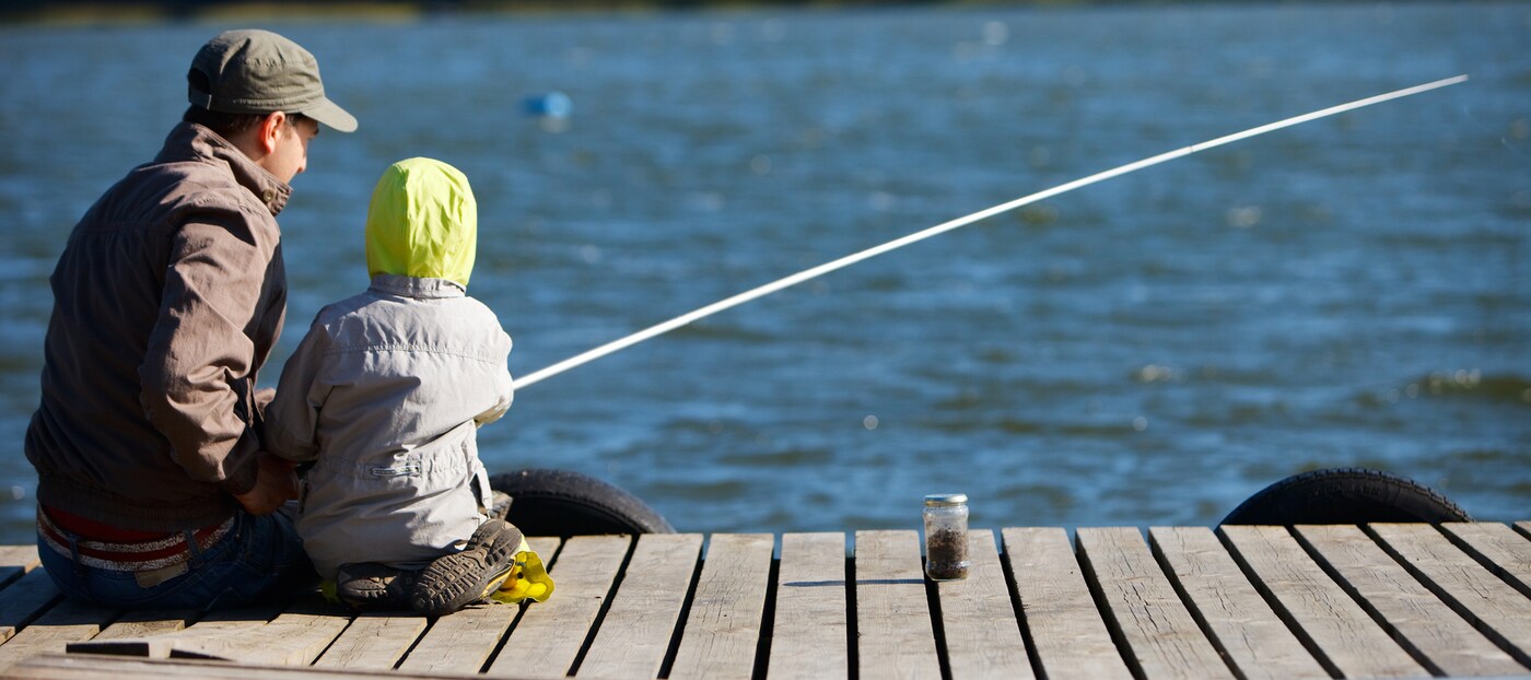dad and son fishing