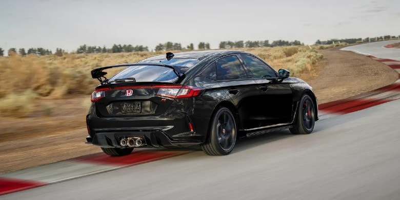 Rear exterior view of the 2023 Honda Civic Type R.jpg