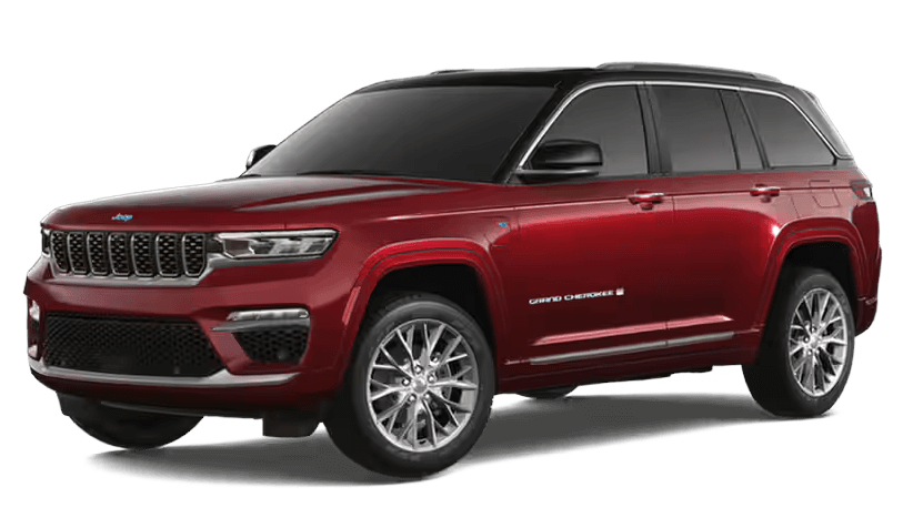 Learn about the Grand Cherokee 4xe exterior color options Grand Cherokee 4xe in Velvet Red w/ Black Roof