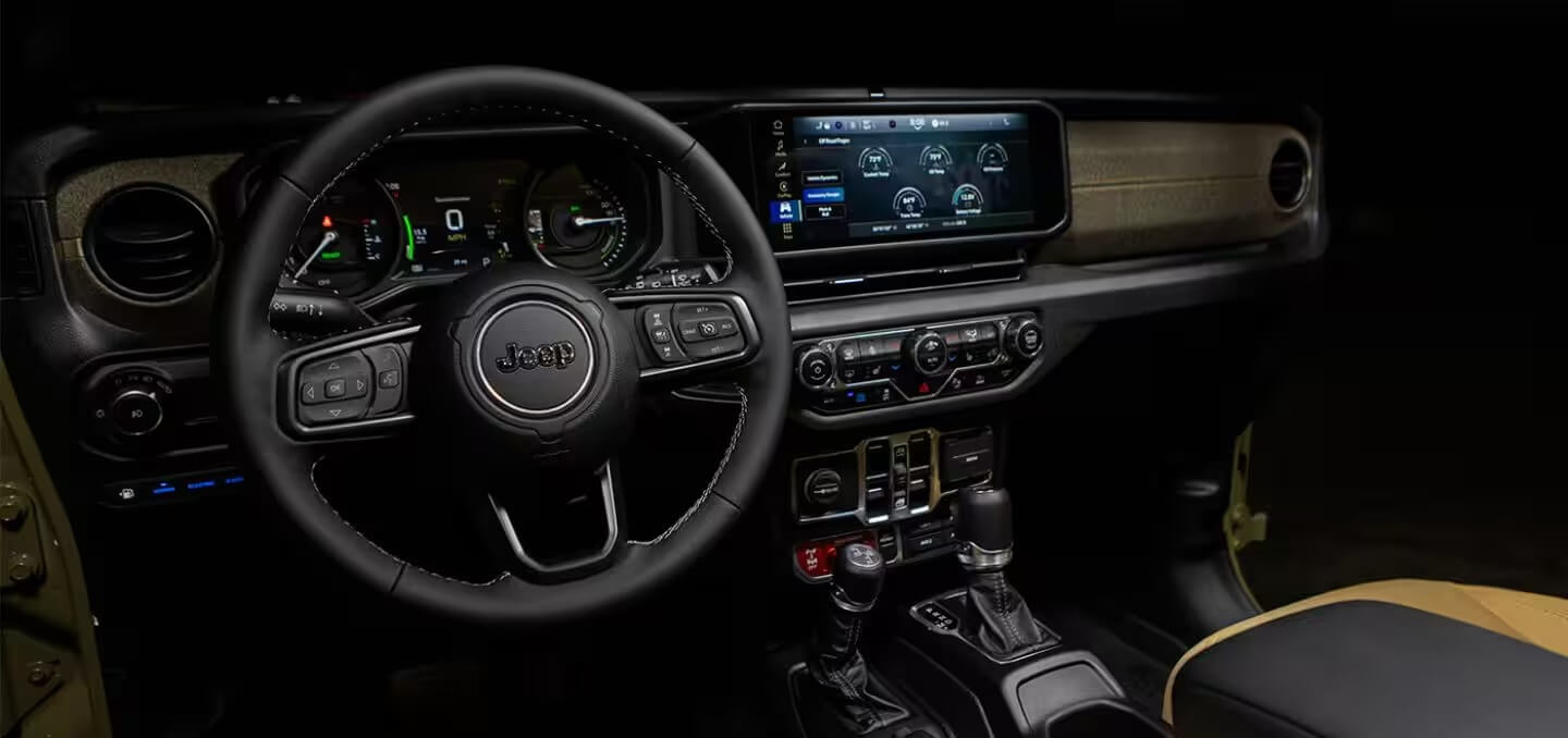 Learn about the Jeep Wrangler Safety Features Interior shot of Jeep Wrangler