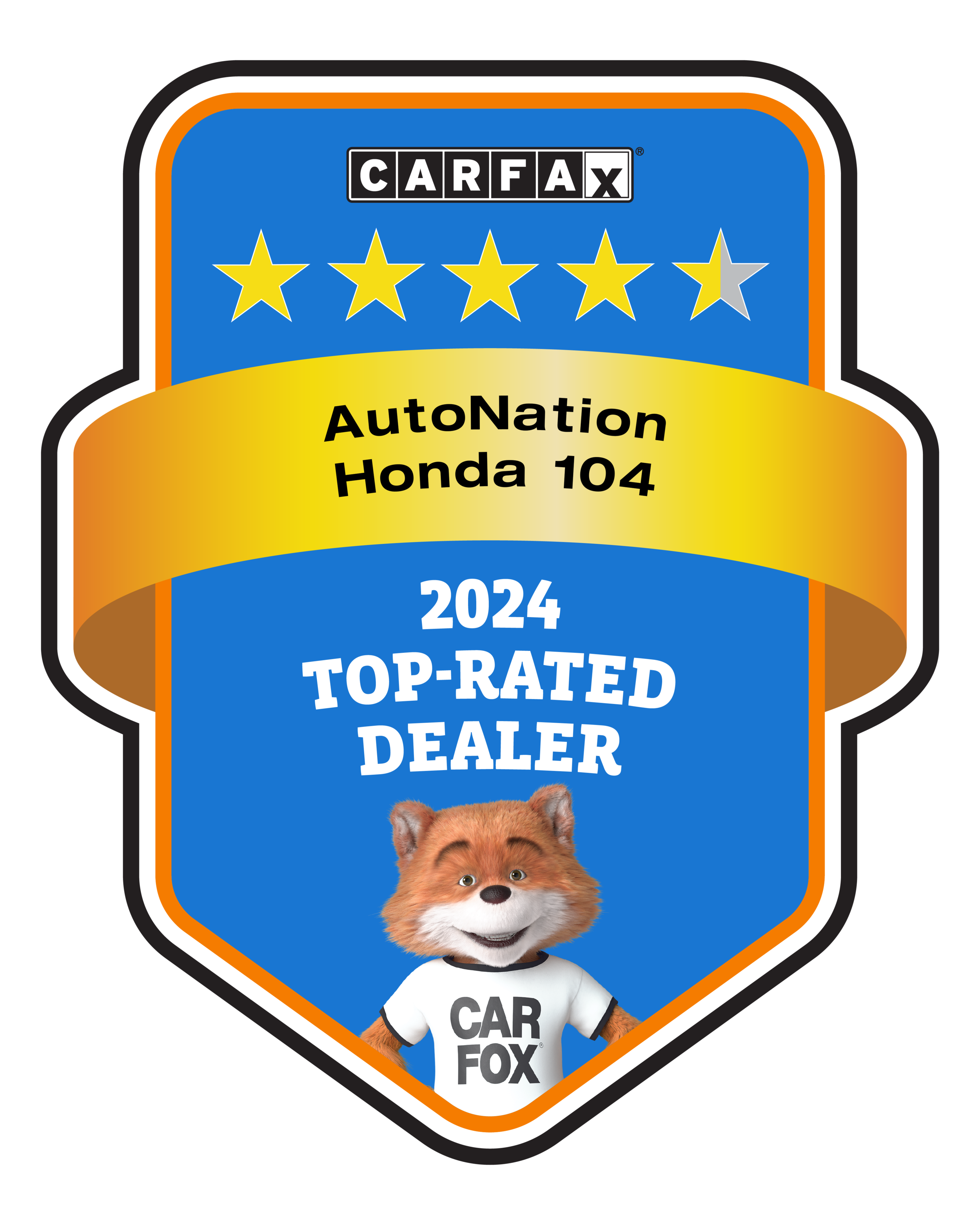 AutoNation Honda 104 Recognized as a CARFAX Top-Rated Dealer 2024 CARFAX Top-Rated Dealer badge