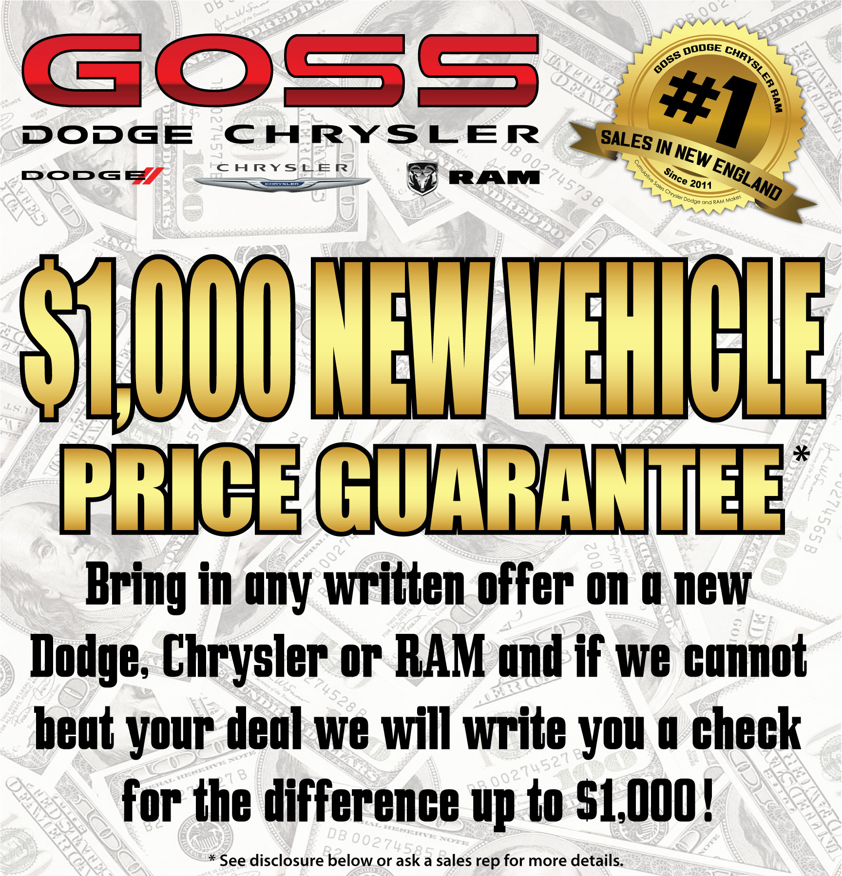 $1000 New Vehicle Price Guarantee