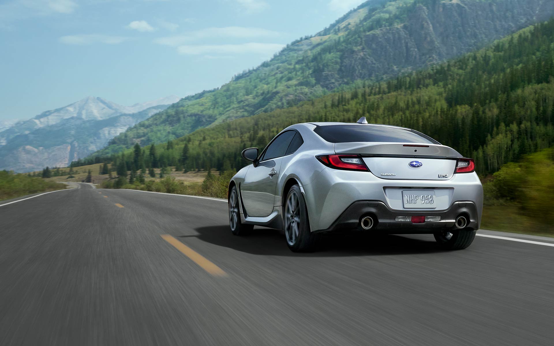 2023 Subaru BRZ driving on a mountain road