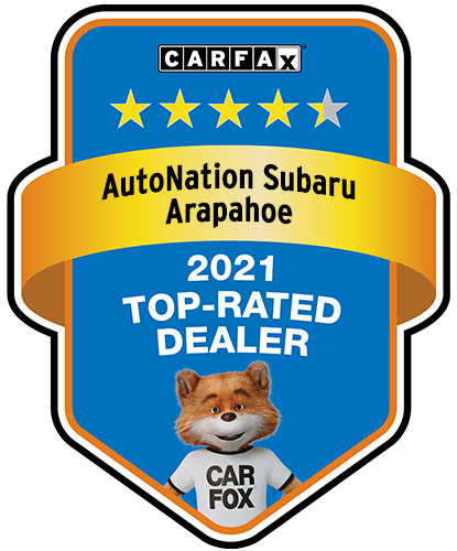 AutoNation Subaru Arapahoe Recognized as a CARFAX Top-Rated Dealer 2021 CARFAX Top-Rated Dealer badge