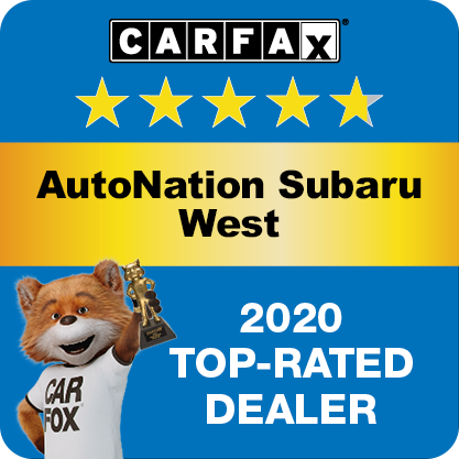 AutoNation Subaru West Recognized as a CARFAX Top-Rated Dealer 2020 CARFAX Top-Rated Dealer badge