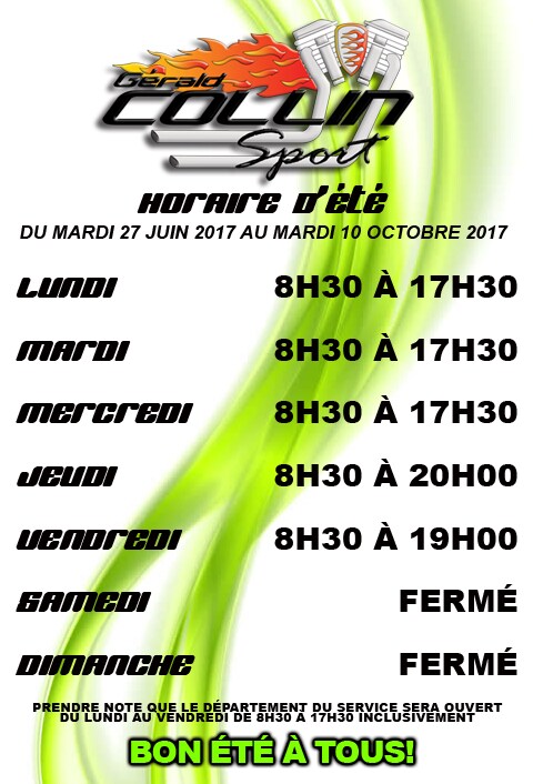 Horaire Ete 2017