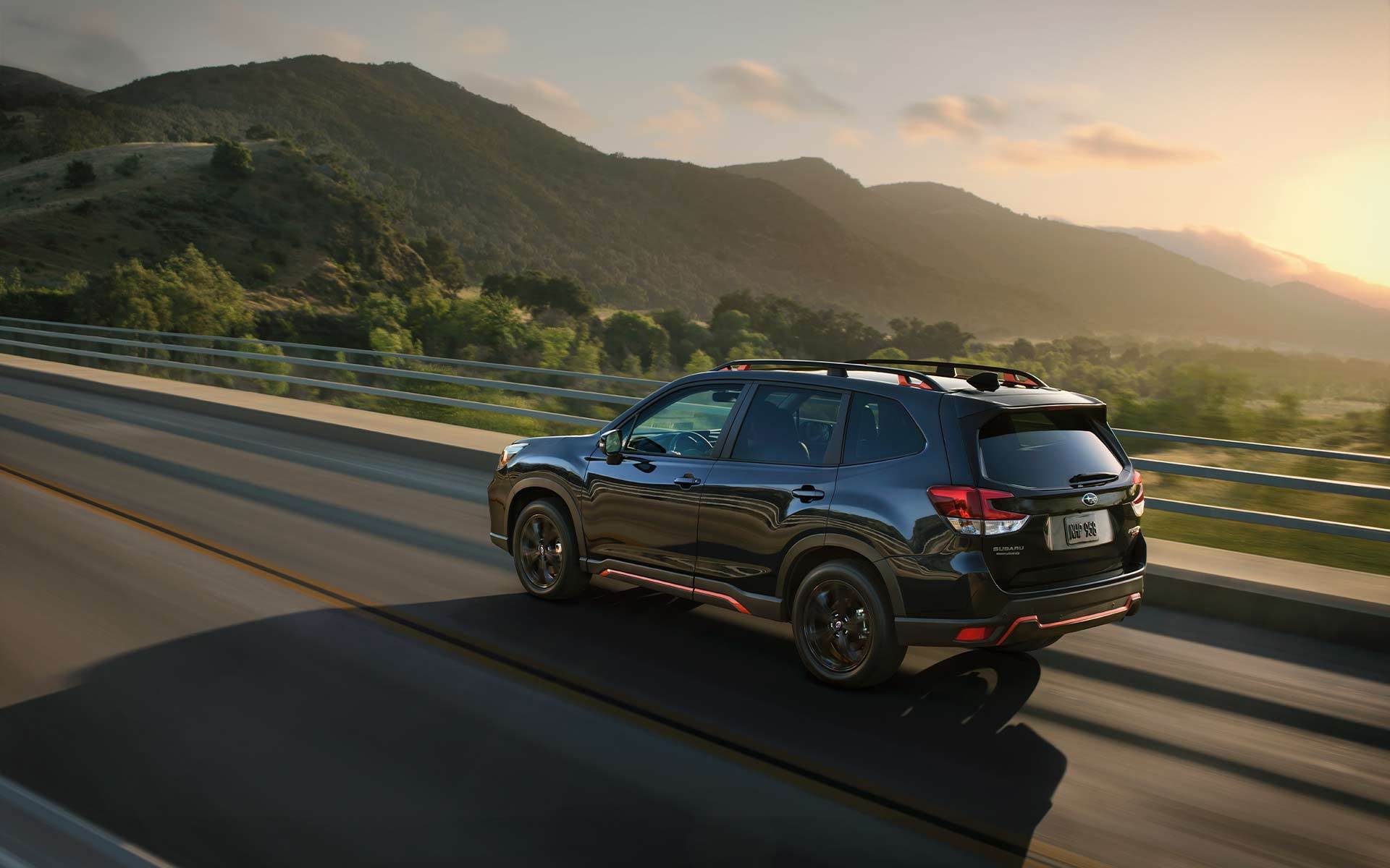 2020 Subaru Forester Crystal Black Silica Driving on Highway