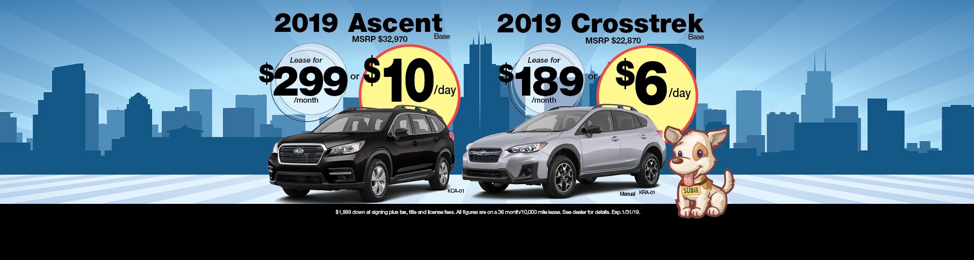 2019 Ascent Base and 2019 Crosstrek Base