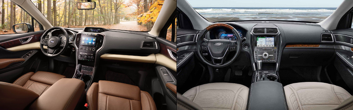 2019 Subaru Ascent and Ford Explorer interior