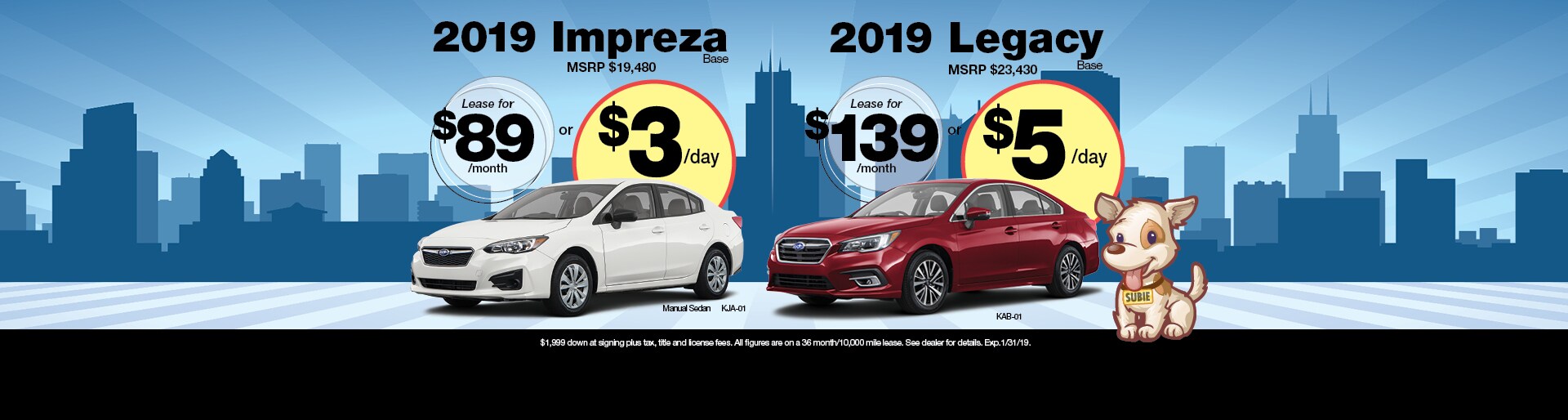 2019 Impreza Base and 2019 Legacy Base