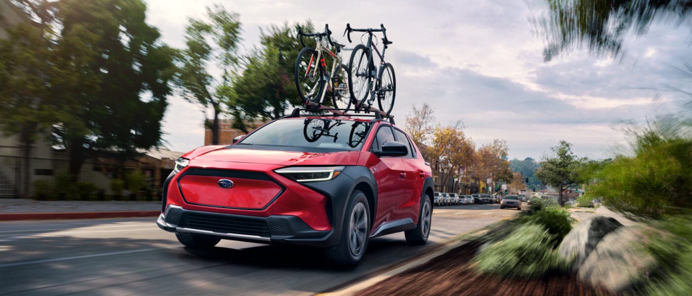 2024 Subaru Solterra Exterior Blur With Bike Rack