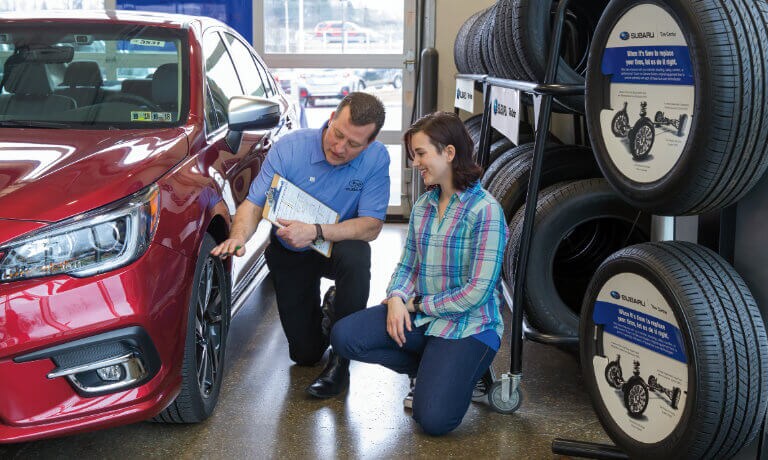Subaru Service-tech Customer with tires
