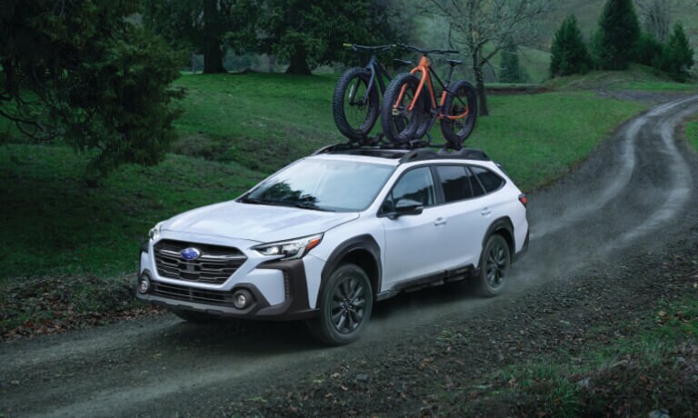 2023 Subaru Outback On Path With Bikes On Rack