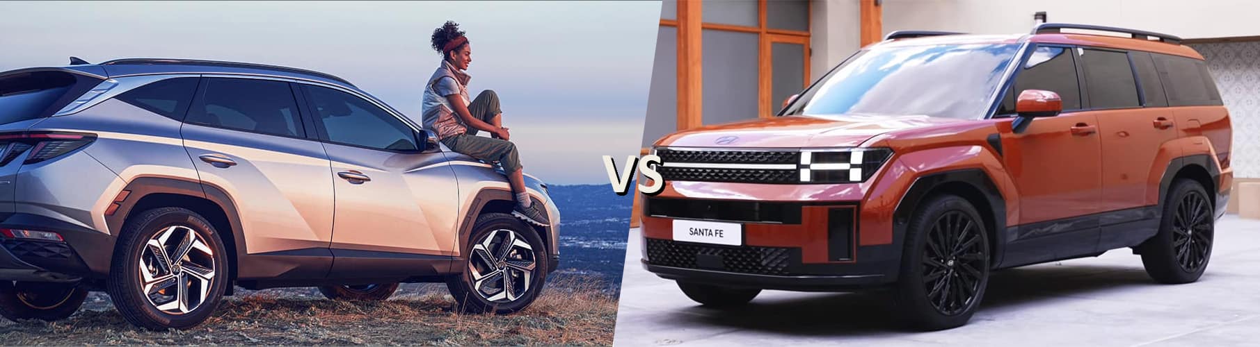 2024 Hyundai Tucson compared side-by-side with the Hyundai Santa Fe