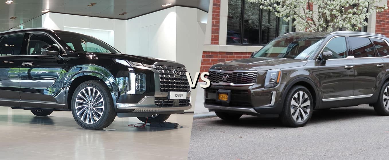 2024 Hyundai Palisade compared side-by-side with the 2024 Kia Telluride
