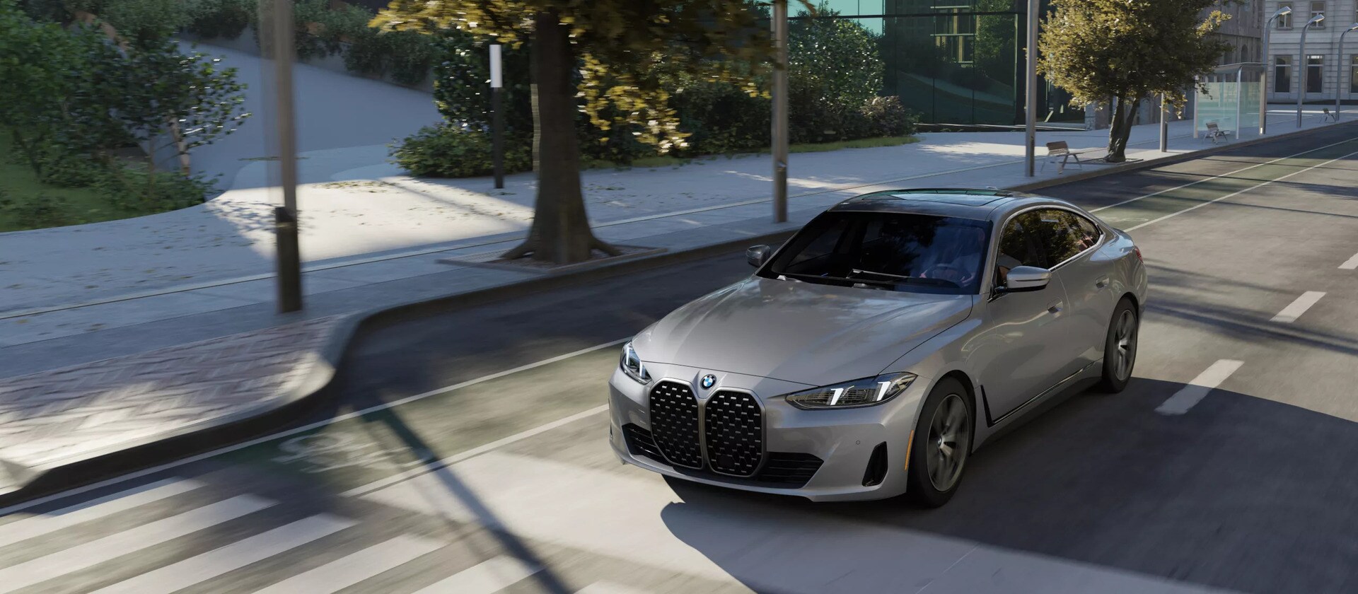 A Great new look at the 2026 BMW 4 Series driving on city streets
