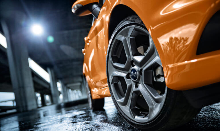 An orange 2019 Ford Fiesta