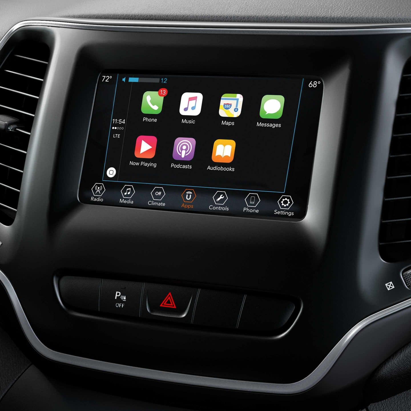Tech Panel 2019 Jeep Cherokee Infotainment Panel displaying apple car play screen