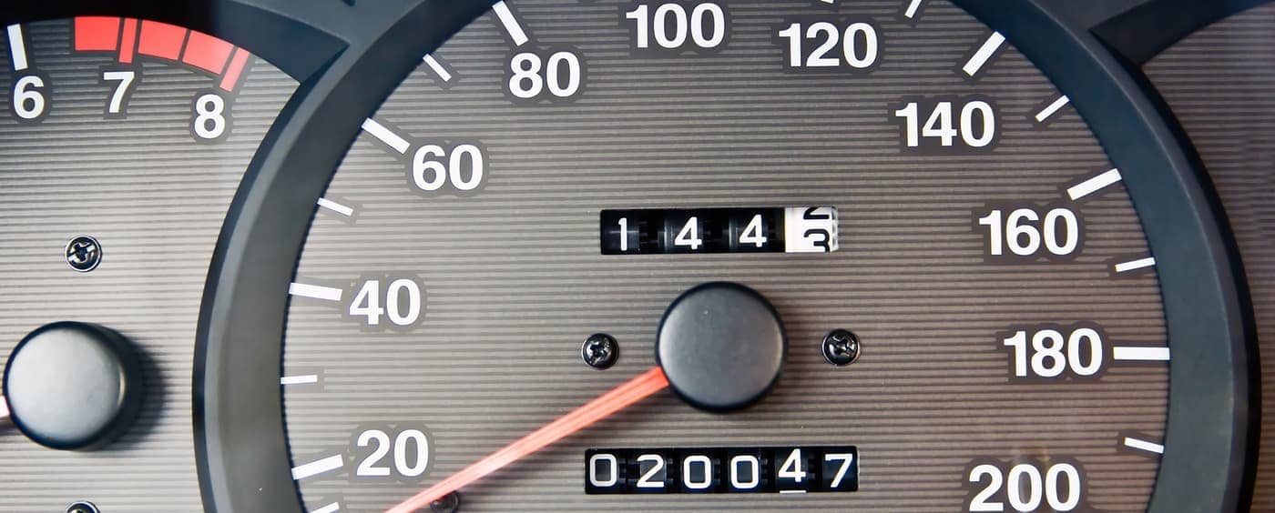 odometer displaying high mileage