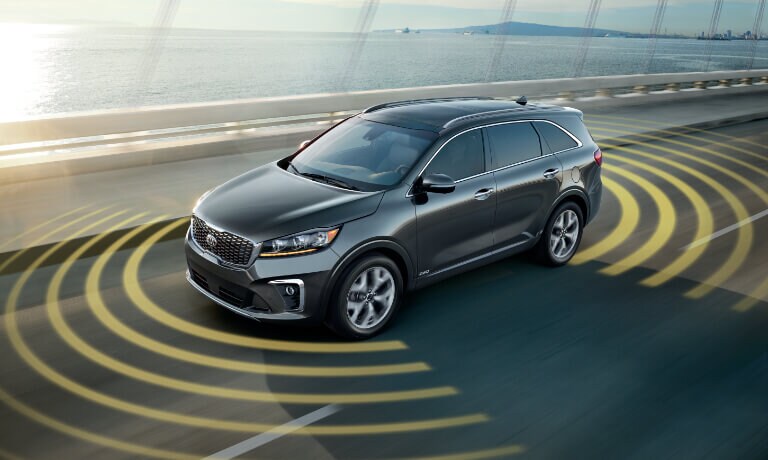 2020 Kia Sorento Exterior Driving On The Highway With Collision Sensors