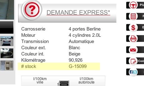 Assurez-vous d'avoir en main le numéro de stock du véhicule