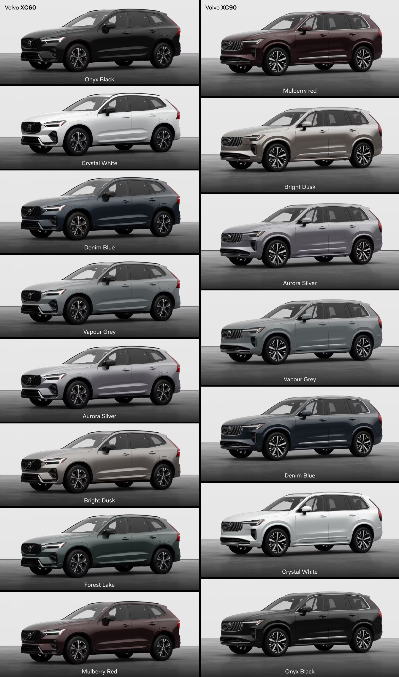 Volvo XC60 vs. Volvo XC90 Exterior Colors