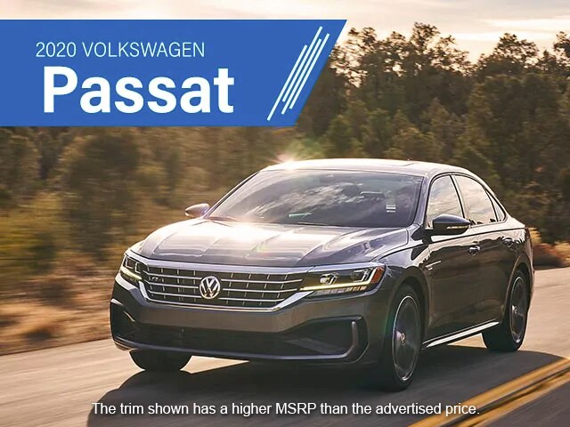 2020 VW Passat. The trim shown has a higher MSRP than the advertised price.