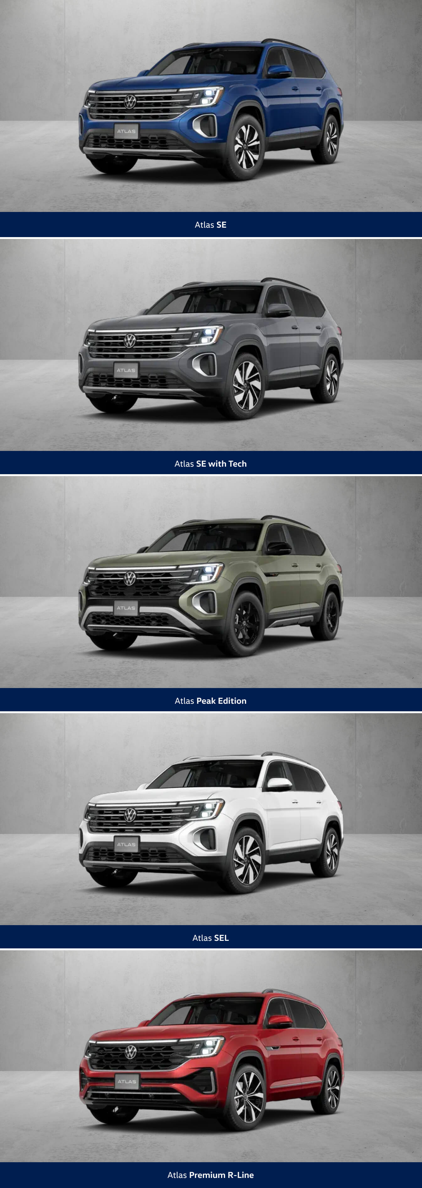 2025 Volkswagen Atlas Trim Comparison