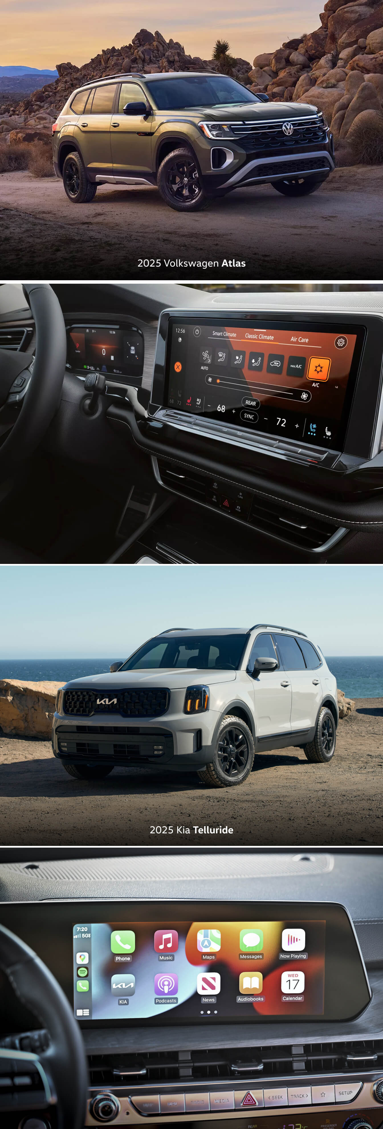 2025 Volkswagen Atlas vs. 2025 Kia Telluride Features