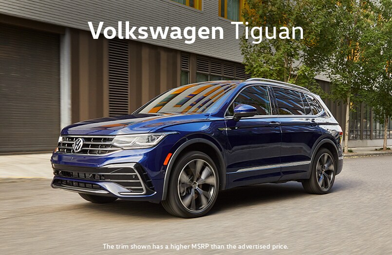 2022 Volkswagen Tiguan. The trim shown has a higher MSRP than the advertised price. 2022 Volkswagen Tiguan. The trim shown has a higher MSRP than the advertised price.