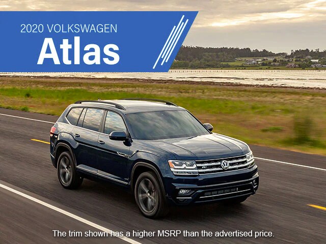 2020 Volkswagen Atlas. The trim shown has a higher MSRP than the advertised price. 2020 Volkswagen Atlas. The trim shown has a higher MSRP than the advertised price.