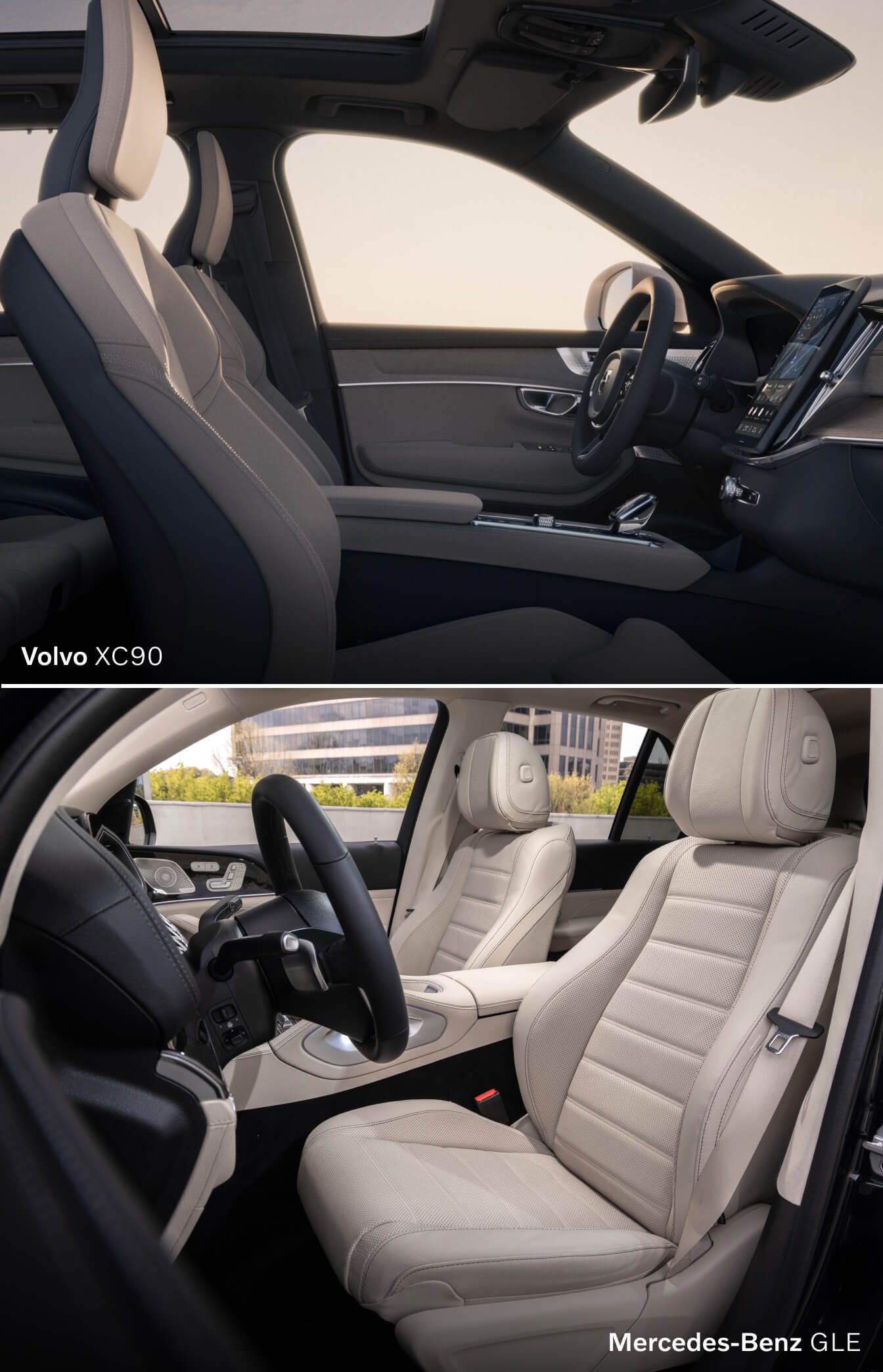 Mercedes-Benz GLE vs. Volvo XC90 Dimensions