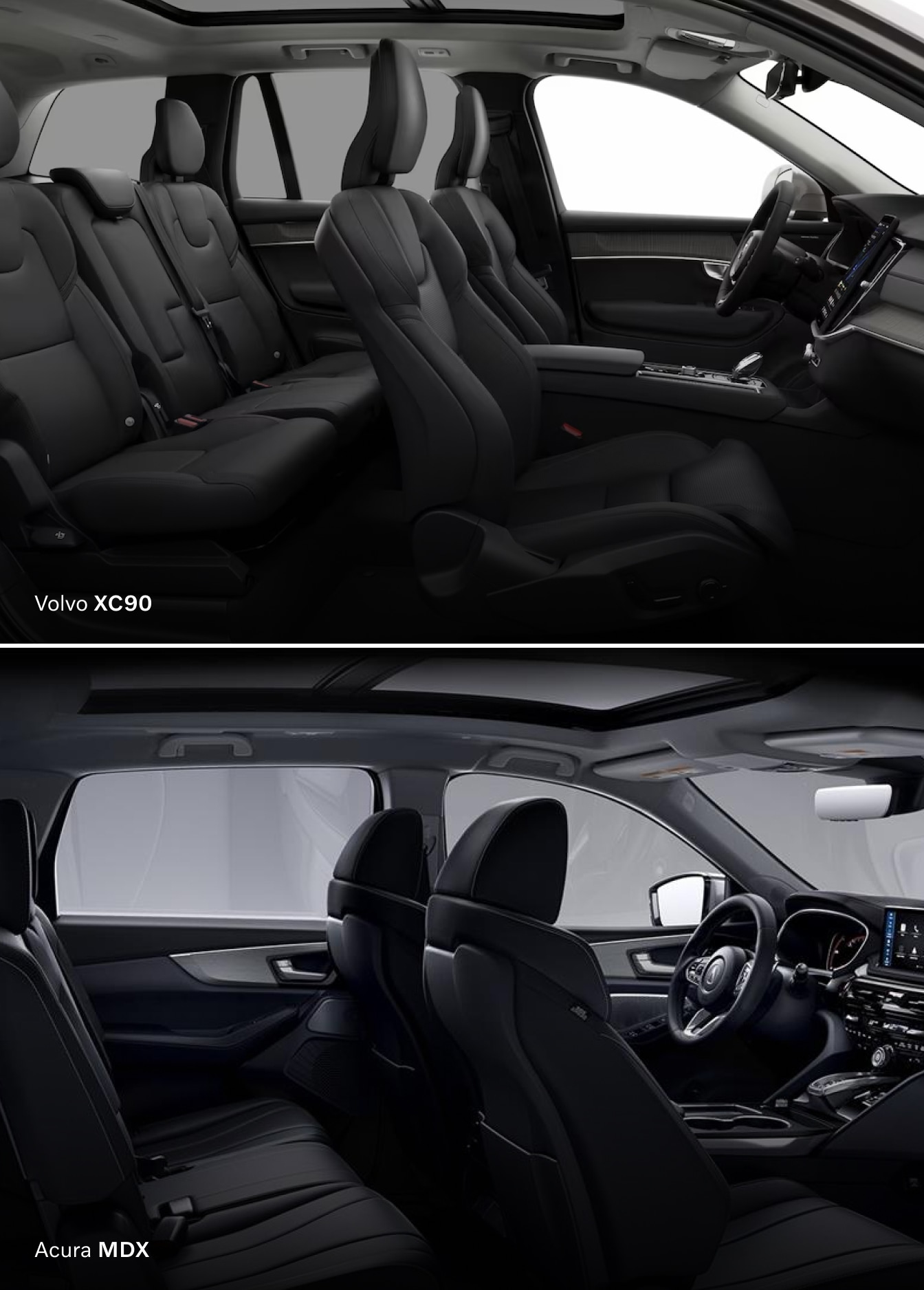 Compare Acura MDX and Volvo XC90 Cabin Amenities