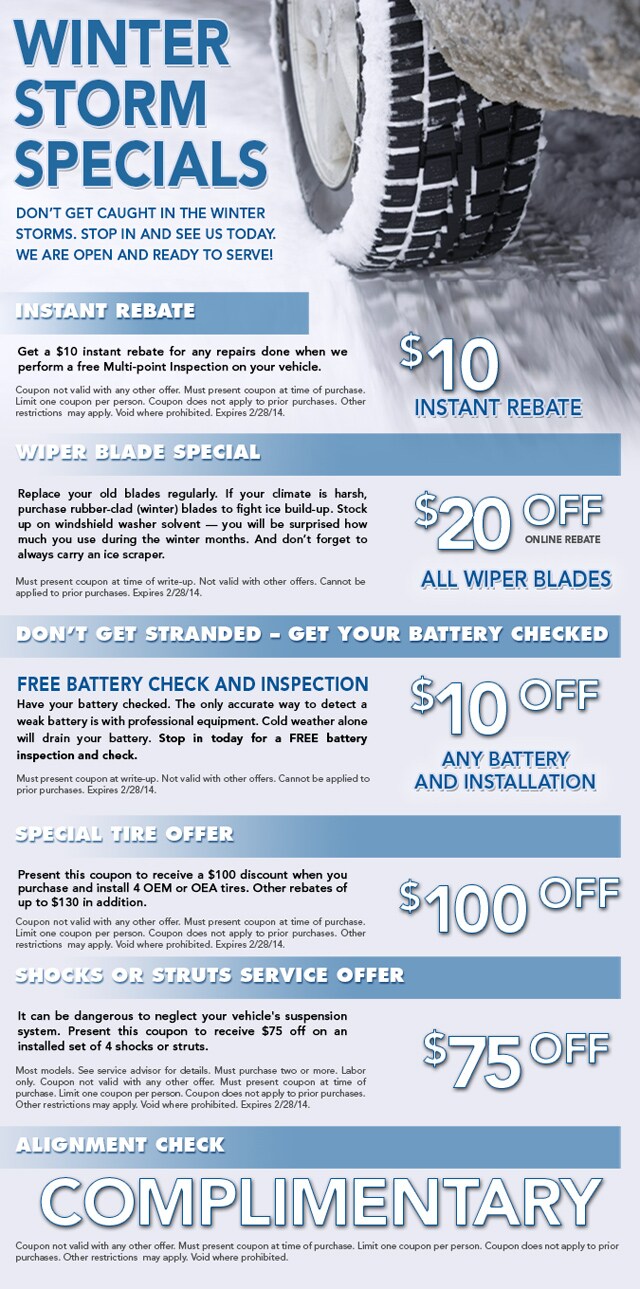 Winter Storm Automotive Service Specials