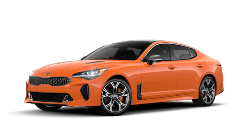 2019 Kia Stinger An orange 2019 Kia Stinger