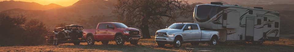 Dodge Ram Service A Ram 1500 & 3500 parked by the mountains