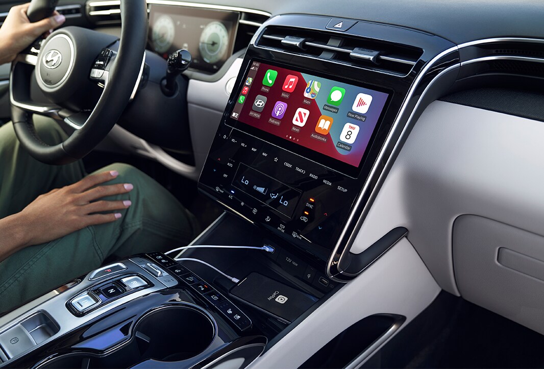 2023 Hyundai Santa Fe at Haddad Hyundai | Close up of the driver's side interior of a 2023 Santa Fe
