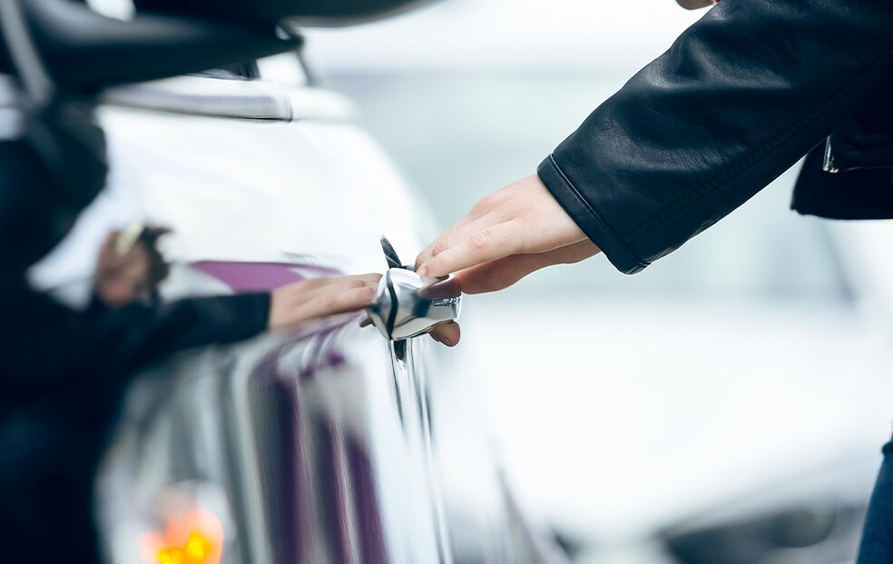 Protect Your Hyundai at Haddad Hyundai in Pittsfield, MA | Person wearing black jacket about to open car door