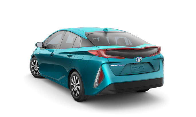 The Best Toyota Vehicles for College Grads at Haddad Toyota in Pittsfield, MA | Rear profile of a blue 2023 Toyota Prius