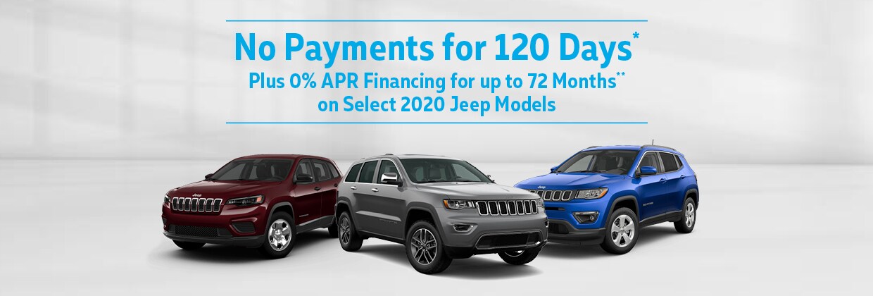 No Payments for 120 Days on Select 2020 Jeep Models