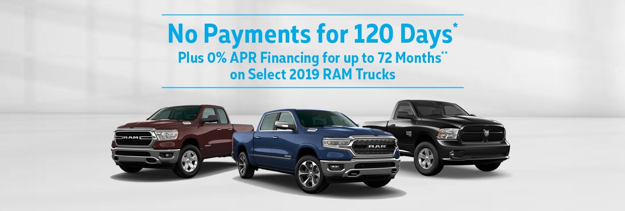 No Payments for 120 Days on Select 2019 RAM Trucks