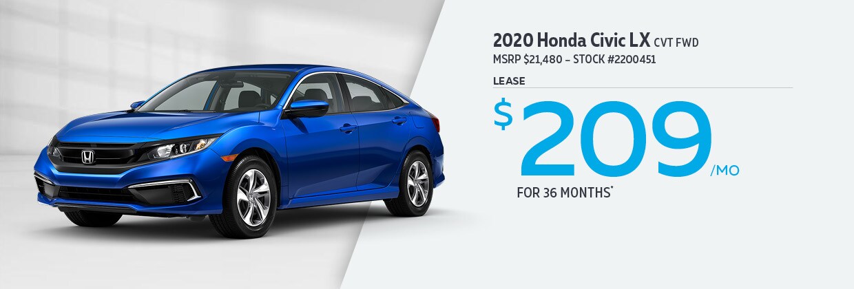 2020 Honda Civic LX CVT FWD Lease for $209/mo