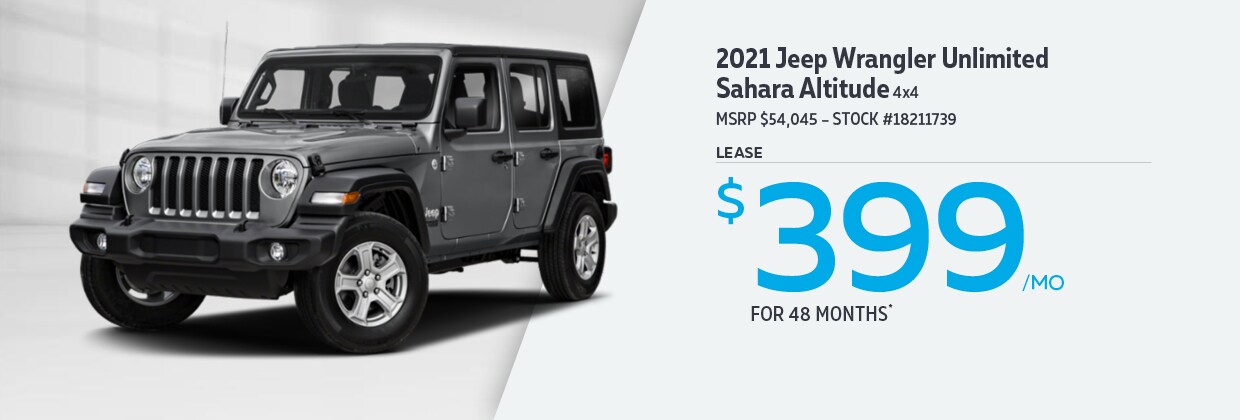 2021 Jeep Wrangler Unlimited Lease for $399/mo for 48 Months