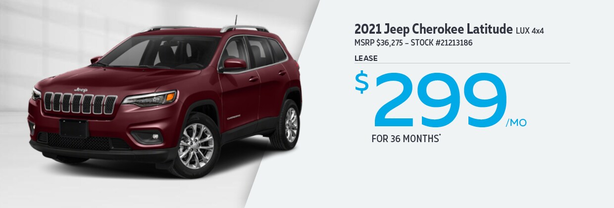 2021 Jeep Cherokee Latitude Lease for $299/mo for 36 Months