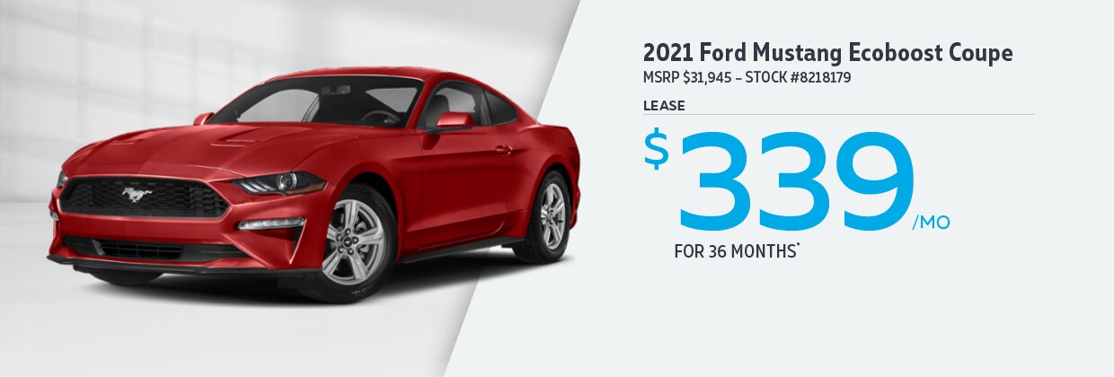2021 Ford Mustang Ecoboost Lease for $339/mo for 36 months